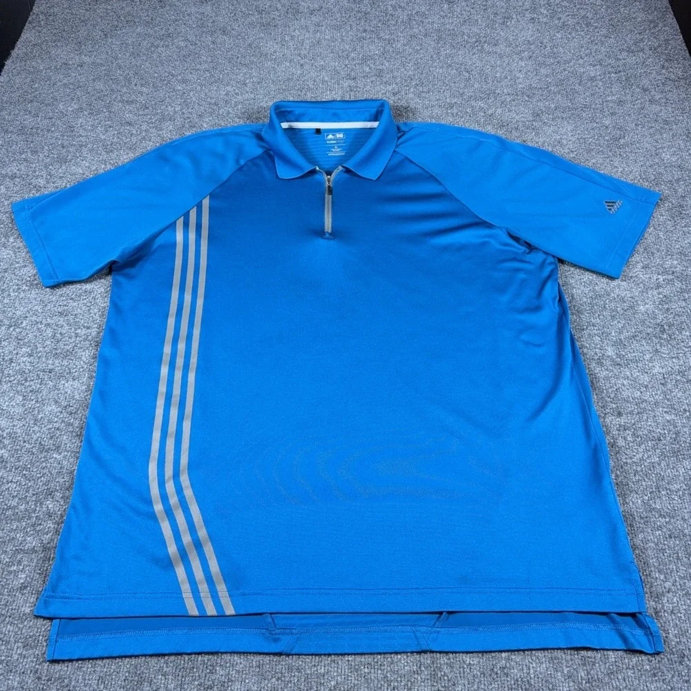 Adidas Golf Mens XL Blue Quarter Zip Polo Shirt